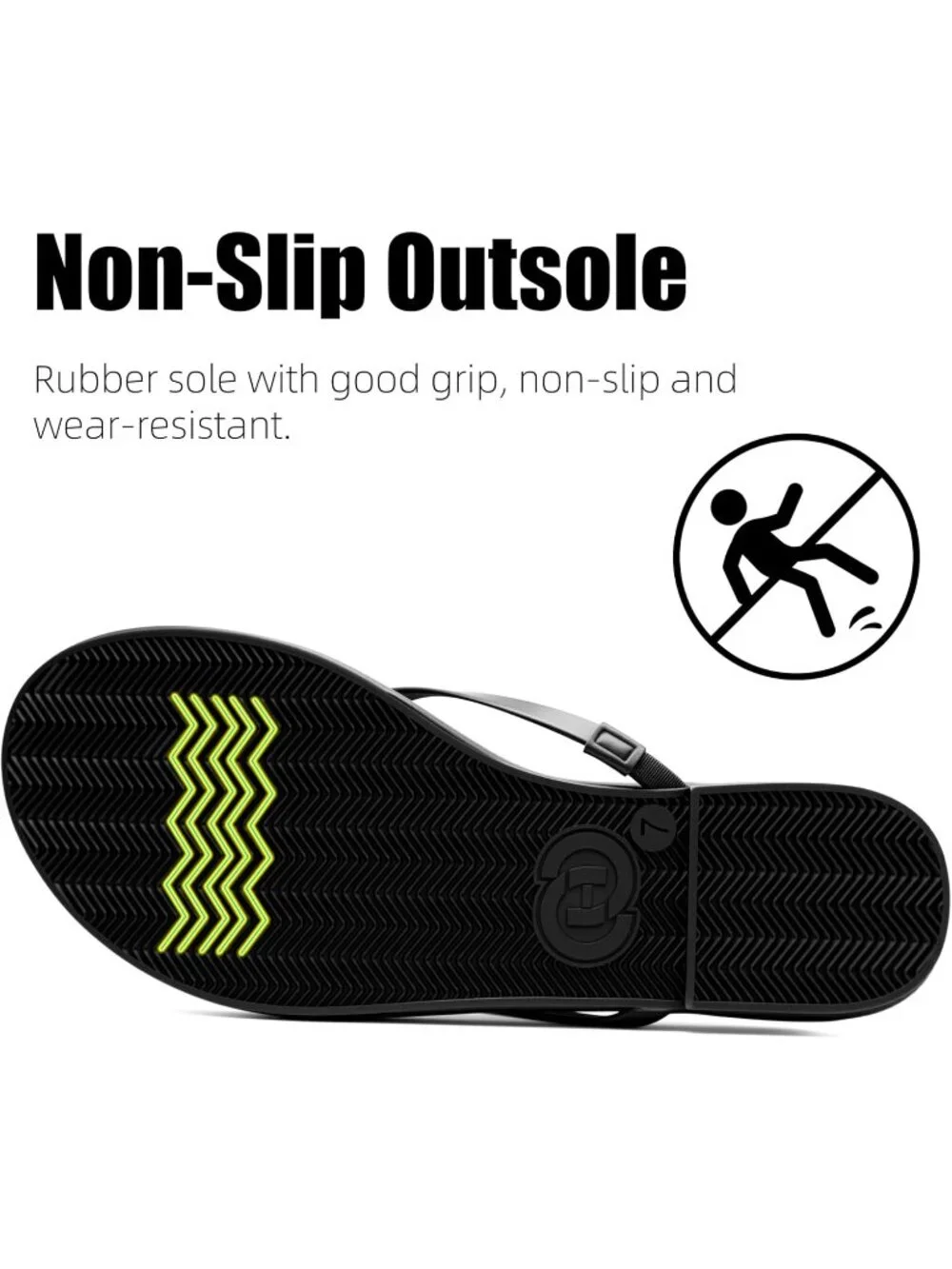 Women's Black Summer Faux Leather Memory Foam Thong Beach Slide Flats Sandals